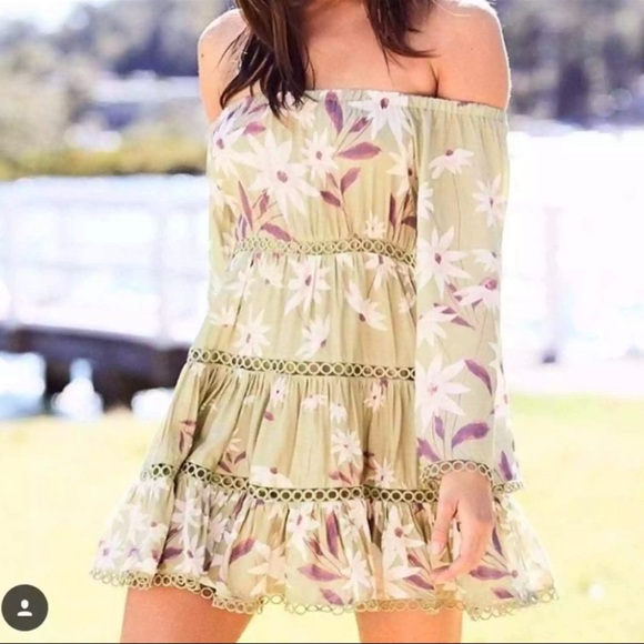 Anthropologie Jaase Green Floral Tiered Dress Size XS - Picture 4 of 5